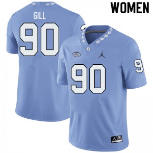 Women UNC #90 Xach Gill Blue Jordan Brand University Jersey 872541-824