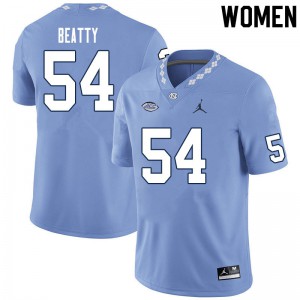 Women's UNC Tar Heels #54 A.J. Beatty Carolina Blue Alumni Jersey 436488-794
