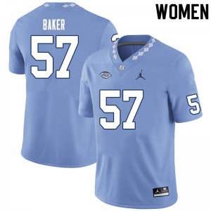 Womens North Carolina #57 Cayden Baker Carolina Blue Stitch Jerseys 910587-702