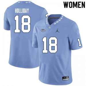 Women's Tar Heels #18 Christopher Holliday Carolina Blue Player Jersey 364258-557