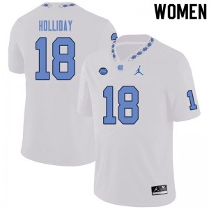 Womens University of North Carolina #18 Christopher Holliday White Official Jersey 639452-322