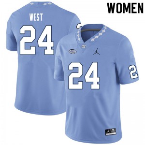Womens Tar Heels #24 Ethan West Carolina Blue Embroidery Jersey 785157-666