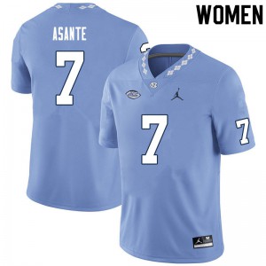 Womens North Carolina #7 Eugene Asante Carolina Blue Embroidery Jerseys 547261-550