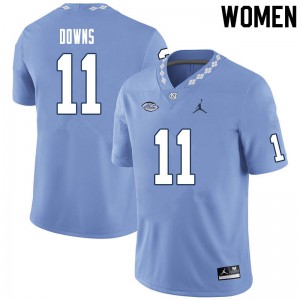 Women UNC #11 Josh Downs Carolina Blue Stitched Jersey 455107-310