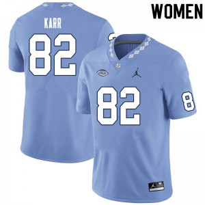 Women's North Carolina Tar Heels #82 Kendall Karr Carolina Blue Official Jerseys 575210-172