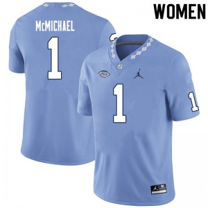 Women UNC #1 Kyler McMichael Carolina Blue Alumni Jersey 416023-407
