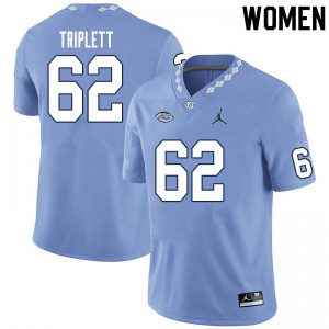 Womens North Carolina Tar Heels #62 Spencer Triplett Carolina Blue Alumni Jerseys 133787-206
