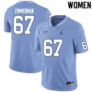 Women UNC Tar Heels #67 Trey Zimmerman Carolina Blue NCAA Jerseys 787481-785