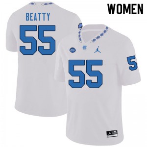 Women's UNC #55 A.J. Beatty White Official Jersey 105833-211