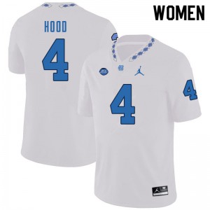 Women North Carolina #4 Caleb Hood White NCAA Jersey 418947-131