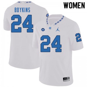 Womens UNC #24 DeAndre Boykins White Stitched Jerseys 990063-331