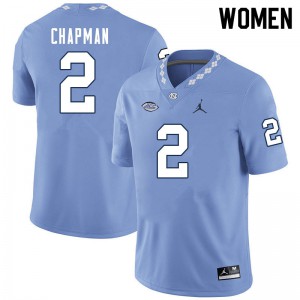 Women North Carolina #2 Don Chapman Carolina Blue College Jersey 656356-663