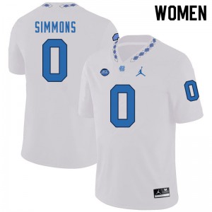 Womens UNC #0 Emery Simmons White Embroidery Jerseys 627335-996