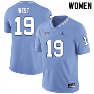 Women's North Carolina Tar Heels #19 Ethan West Carolina Blue Player Jerseys 992942-913