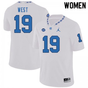 Women UNC Tar Heels #19 Ethan West White Player Jersey 206746-984