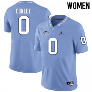 Womens North Carolina #0 Ja'Qurious Conley Carolina Blue Stitched Jerseys 838102-539