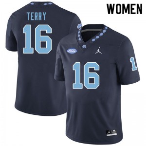 Women University of North Carolina #16 Javon Terry Navy Stitched Jersey 135420-677