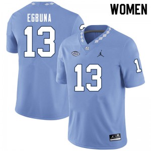 Women North Carolina #13 Obi Egbuna Carolina Blue Player Jersey 112637-872