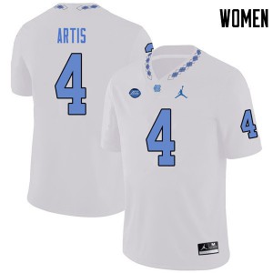 Womens University of North Carolina #4 Allen Artis White Jordan Brand Embroidery Jerseys 873862-923