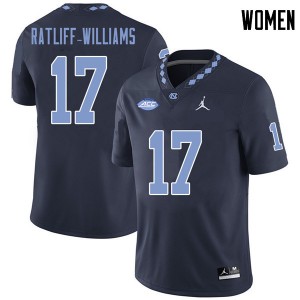 Women's UNC #17 Anthony Ratliff-Williams Navy Jordan Brand Official Jerseys 206764-707