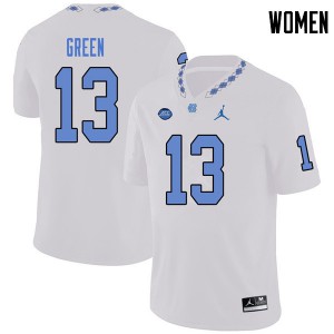 Women University of North Carolina #13 Antoine Green White Jordan Brand Football Jersey 430961-986