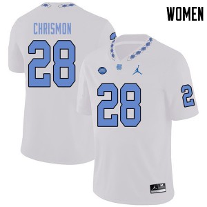 Womens University of North Carolina #28 Austin Chrismon White Jordan Brand Stitch Jersey 503672-775