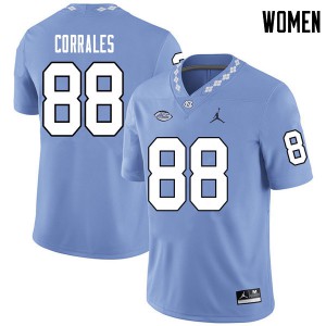 Women's Tar Heels #88 Beau Corrales Carolina Blue Jordan Brand Official Jerseys 259145-431