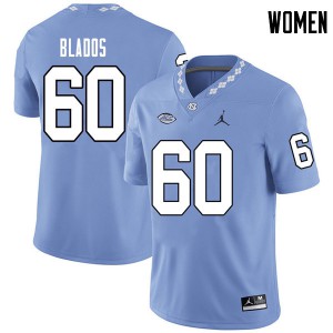 Women UNC Tar Heels #60 Brian Blados Carolina Blue Jordan Brand High School Jerseys 267188-234