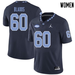 Women University of North Carolina #60 Brian Blados Navy Jordan Brand Stitched Jersey 742412-980