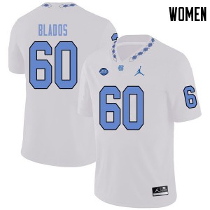 Womens North Carolina #60 Brian Blados White Jordan Brand Football Jersey 437869-170