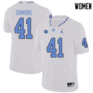 Women University of North Carolina #41 Brian Simmons White Jordan Brand Stitched Jersey 714771-620