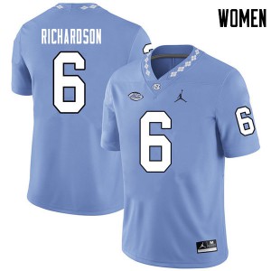 Women Tar Heels #6 Bryson Richardson Carolina Blue Jordan Brand Football Jerseys 210587-331