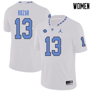 Womens North Carolina #13 Caleb Rozar White Jordan Brand Stitched Jerseys 994259-471