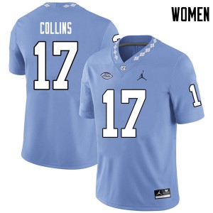Women University of North Carolina #17 Chris Collins Carolina Blue Jordan Brand Football Jerseys 524699-566