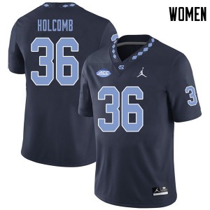 Womens North Carolina Tar Heels #36 Cole Holcomb Navy Jordan Brand NCAA Jersey 793321-488