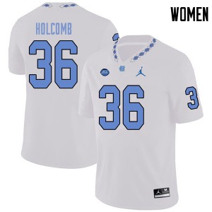 Womens North Carolina Tar Heels #36 Cole Holcomb White Jordan Brand Official Jersey 582942-425