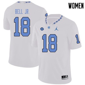 Women North Carolina #18 Corey Bell Jr. White Jordan Brand College Jerseys 208781-478