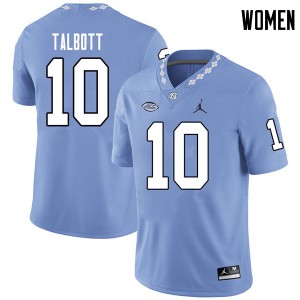 Women UNC Tar Heels #10 Danny Talbott Carolina Blue Jordan Brand Embroidery Jerseys 895975-340