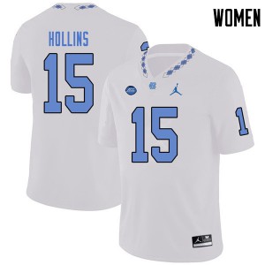 Womens UNC Tar Heels #15 DeAndre Hollins White Jordan Brand Official Jerseys 231197-917