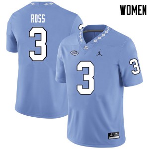 Women's North Carolina #3 Dominique Ross Carolina Blue Jordan Brand Official Jerseys 474509-223