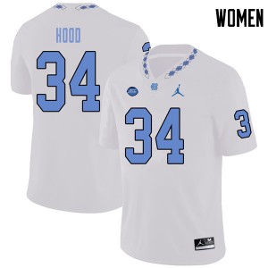 Womens North Carolina #34 Elijah Hood White Jordan Brand Stitched Jerseys 556629-232