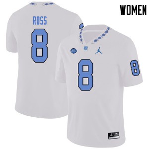 Women UNC Tar Heels #8 Greg Ross White Jordan Brand College Jersey 583413-588