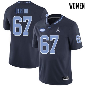 Women University of North Carolina #67 Harris Barton Navy Jordan Brand Football Jersey 502559-995