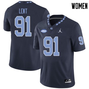 Womens University of North Carolina #91 Hunter Lent Navy Jordan Brand Football Jersey 901096-599