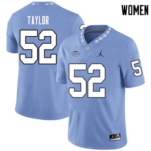 Women's UNC Tar Heels #52 Jahlil Taylor Carolina Blue Jordan Brand Football Jerseys 468126-652