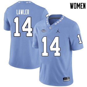 Womens University of North Carolina #14 Jake Lawler Carolina Blue Jordan Brand Embroidery Jersey 976251-966