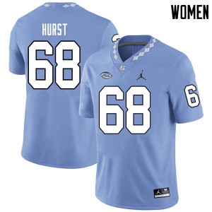 Women University of North Carolina #68 James Hurst Carolina Blue Jordan Brand Stitched Jersey 182949-975