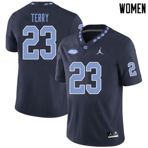 Womens University of North Carolina #23 Javon Terry Navy Jordan Brand Stitch Jersey 396892-339