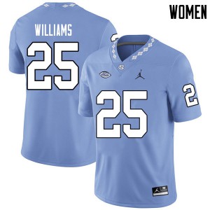 Womens North Carolina #25 Javonte Williams Carolina Blue Jordan Brand University Jerseys 483124-822