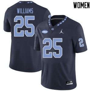 Women UNC #25 Javonte Williams Navy Jordan Brand Stitch Jerseys 390557-953